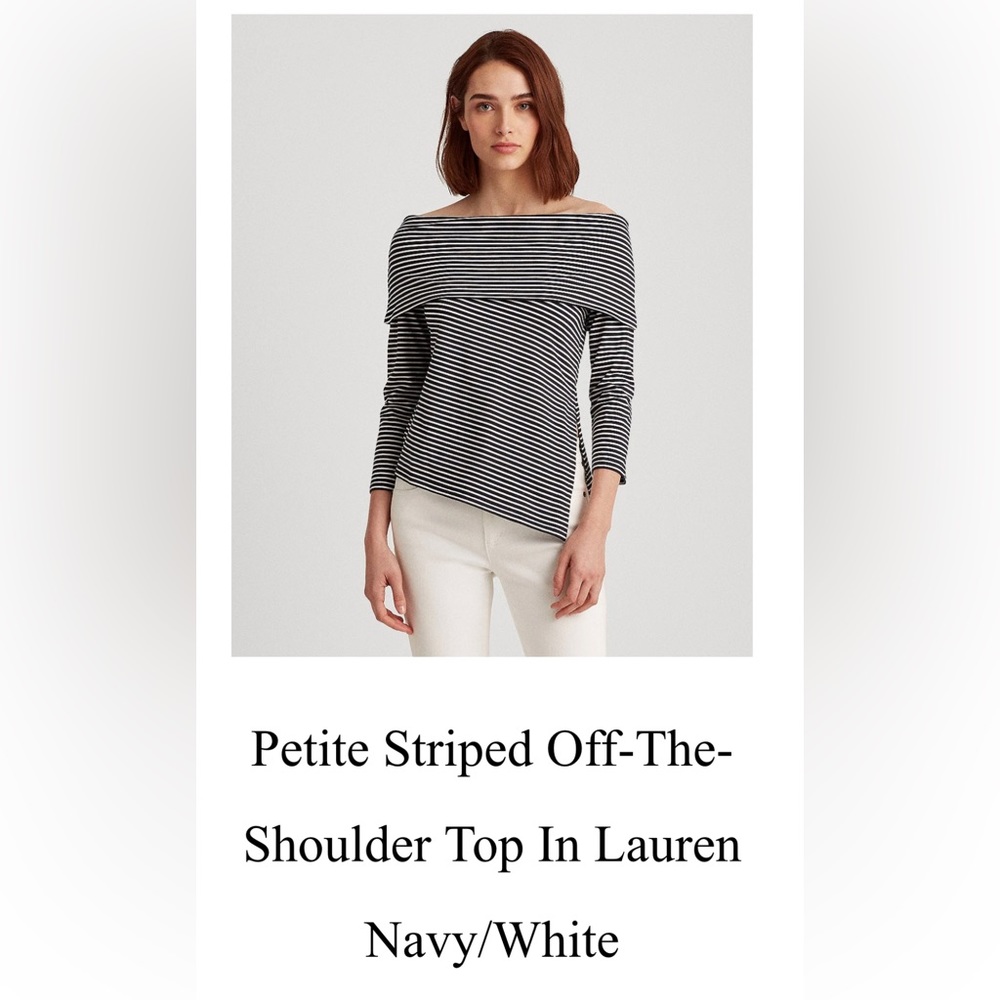 Ralph Lauren Off-shoulder Navy/White Striped Top